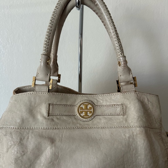 Tory Burch Distressed Pebble Leather Satchel - Picture 3 of 17